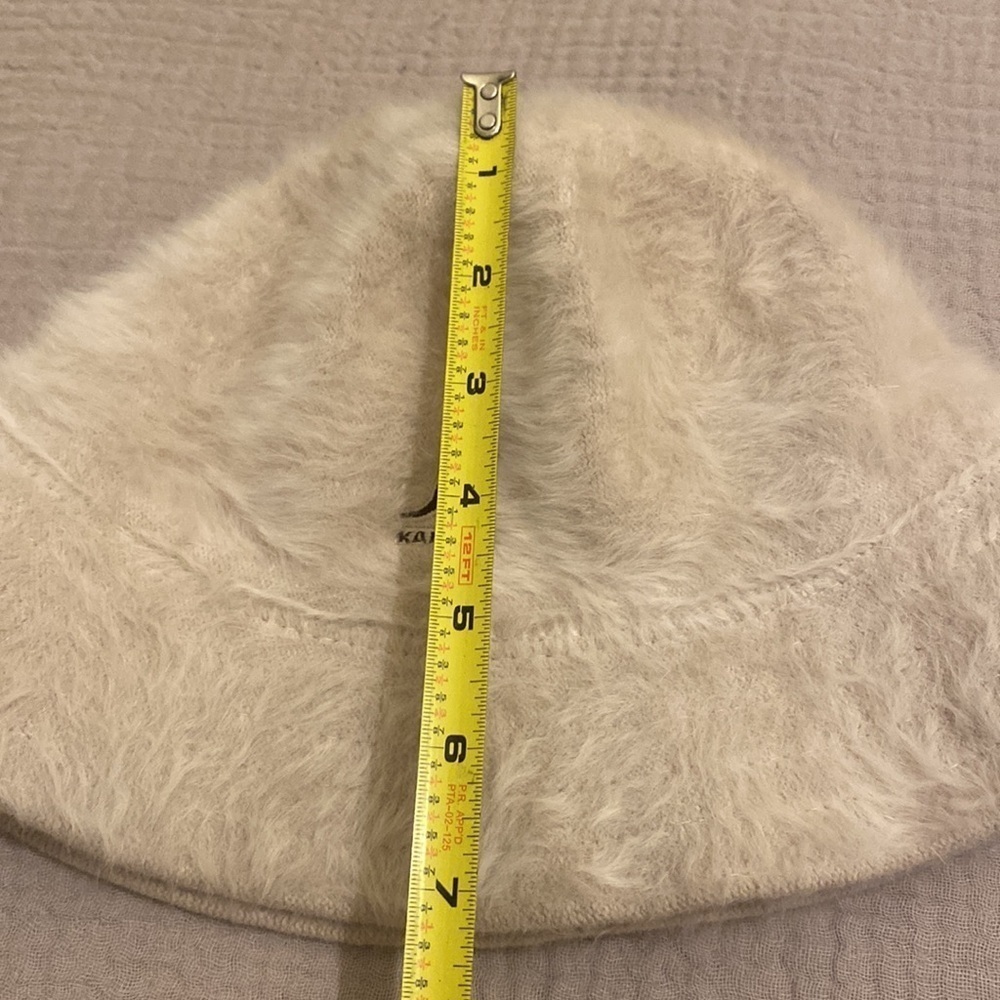 Kangol Cream Faux Fur Bucket Hat with Black Logo - Picture 9 of 10